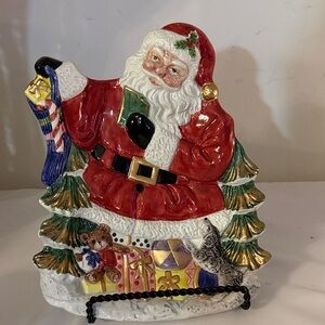 Festive Santa Claus Holiday Figurine - Red and Gold
